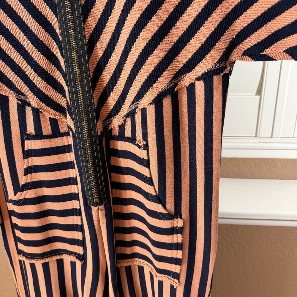 New Free People Heavy Knit Jumpsuit Sz XS Oversized Chunky Boho Chic Chevron - Picture 4 of 6